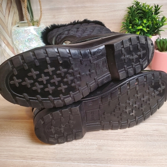 Michael Kors Snow Rain Boots Puffer Faux Fur Black Silver Accents Size 7 * - Picture 11 of 13